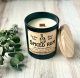 10oz Soy Cocktail Scented Candle- Spiced Rum Scent - Wood Wick - Frosted matte black container with Wood Lid