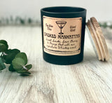10oz SOY Candle- Smoked Manhattan Scent - Wood Wick - Frosted matte black container with Wood Lid