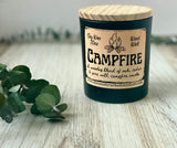 10oz SOY Candle- Campfire Scent - Wood Wick - Frosted matte black container