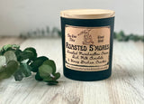 10oz SOY Candle - Roasted S’mores - Wood Wick - Black Matte Glass Container with wood lid