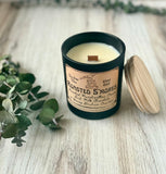 10oz SOY Candle - Roasted S’mores - Wood Wick - Black Matte Glass Container with wood lid