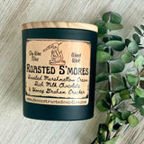 10oz SOY Candle - Roasted S’mores - Wood Wick - Black Matte Glass Container with wood lid