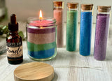 12oz Sand Wax Candle Kit - Ocean Blue Color - WAX + WICKS + FRAGRANCE OILS - Cocktail Scents