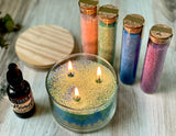 12oz Sand Wax Candle Kit - Aquamarine Green Color - WAX + WICKS + FRAGRANCE OILS - Cocktail Scents