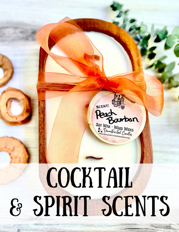 18oz Rustic Brown Wood Dough Bowl Candles - COCKTAIL/SPIRIT SCENTS - triple wood wicks - soy wax