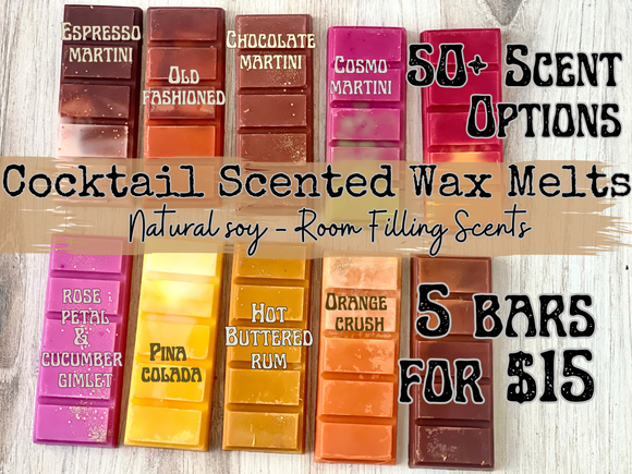 5 for $15 deal - Cocktail Scented Soy Wax Melts - choose your scent - DECONSTRUCTED CANDLES