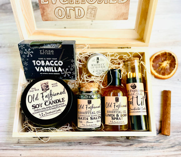 Old Fashioned Wooden Gift Box - old fashioned cocktail themed Scent Box -  Handmade/organic/natural - Essential Oil