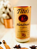 Tito's Candle Soy Wax cocktail Scented hand cut bottle recycled liquor bottle choose your vodka cocktail themed scent or seasonal scent