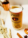 Tito's Candle Soy Wax cocktail Scented hand cut bottle recycled liquor bottle choose your vodka cocktail themed scent or seasonal scent