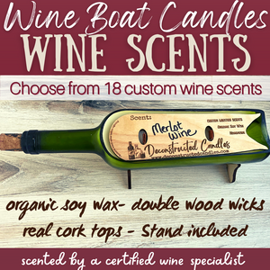 Wine boat soy candle - double wood wicks - WINE SCENTS