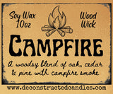 10oz SOY Candle- Campfire Scent - Wood Wick - Frosted matte black container