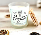 10oz SOY Candle - Mojito Scent - Wood Wick - clear frosted glass votive w/ wood lid