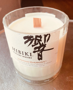 Hibiki Whiskey candle - Hibiki Japanese Whiskey Bottle - old fashioned scent - organic soy wax - wood wick