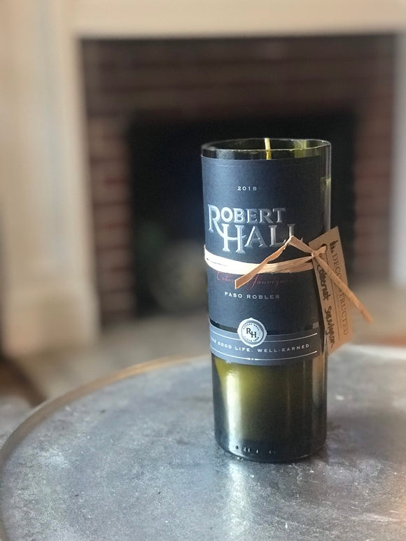 Cabernet Wine Bottle candle - Robert hall bottle - Cabernet Scented - Organic Soy Wax - Hemp Wick