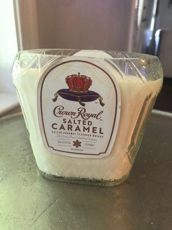 Salted caramel candle - crown Royal caramel bottle - wooden wick - whisky candle - DECONSTRUCTED CANDLES