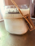 Bourbon candle - Jefferson’s Ocean Bottle - old fashioned scented - wooden wave wick - organic soy wax