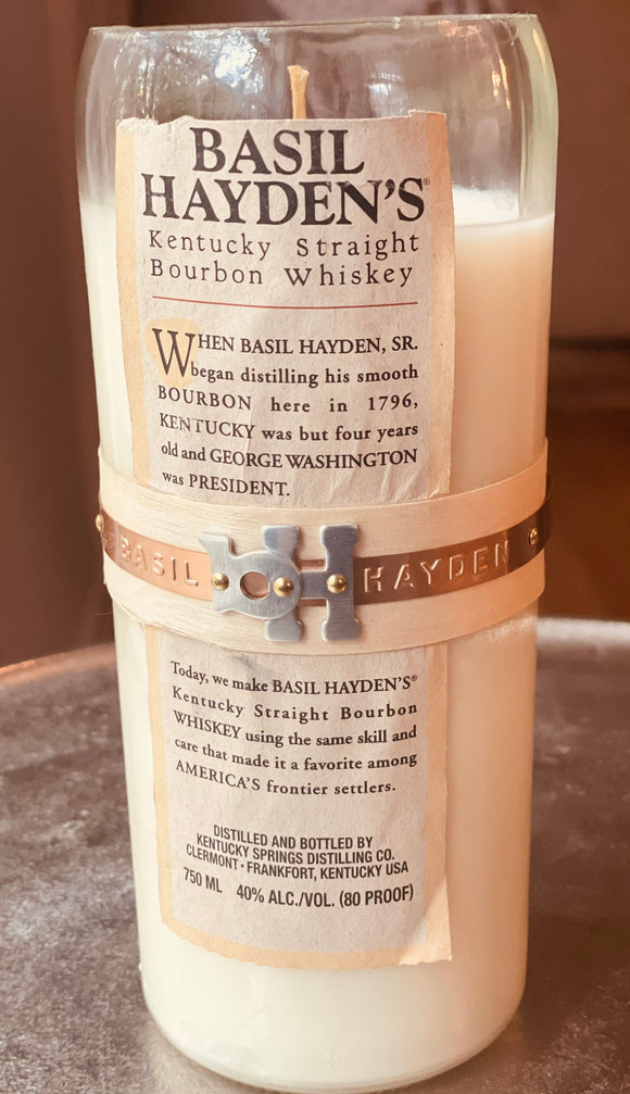 Soy Bourbon candle - Basil Hayden bottle - smoked Manhattan scent - soy wax