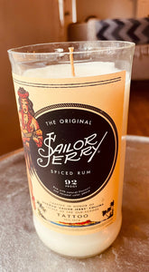 Spiced Rum Candle - sailor Jerry bottle - Spiced Rum Scented - DECONSTRUCTED CANDLES - soy wax