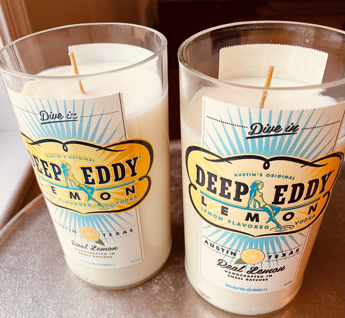 Lemon drop vodka candle Lemon Drop Martini Scent Deep Eddy Bottle