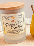 10oz SOY Candle -  Spiced Pear Martini - Wood Wick - Frosted Glass Container with wood lid