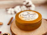 16oz Soy Wax Candle Tin - “Champagne Made Me do It”- Champagne Scent - Triple Wood Wicks