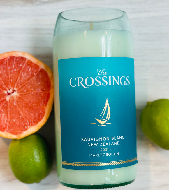 Sauvignon Blanc Wine Candle - the crossings bottle- Sauvignon Blanc scented - DECONSTRUCTED CANDLES - soy wax