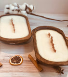 CAMPFIRE CANDLE - Hand Carved Wooden Dough Bowl Candles - WOODEN WAVE WICK - Campfire Scent - Organic Soy Wax