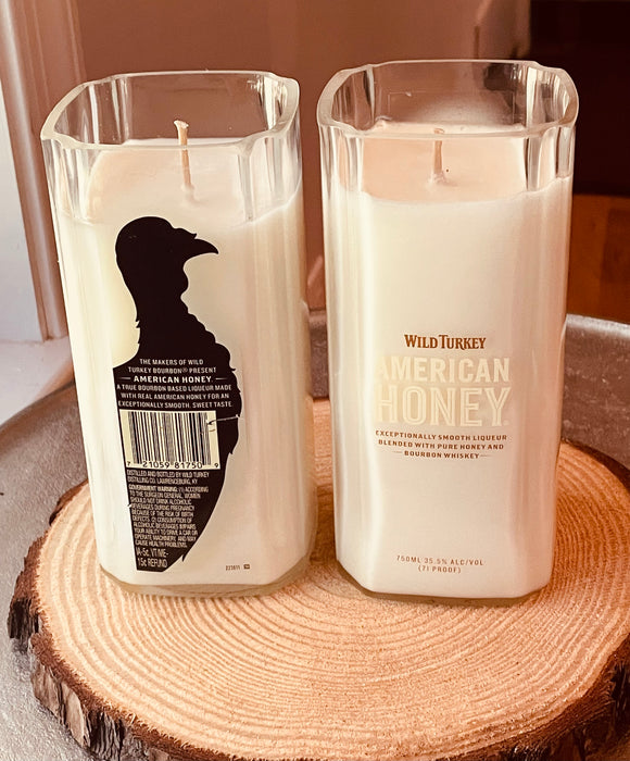 Honey Whiskey Candles - wild Turkey American Honey Label - DECONSTRUCTED CANDLES - organic soy wax