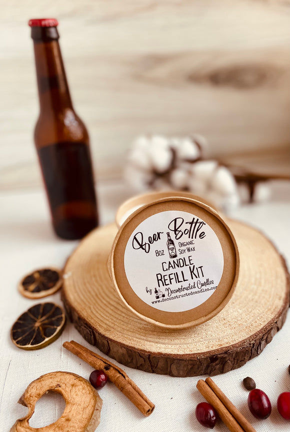 Beer Bottle & Beer Stein Refill Kit/ DIY BEER STEIN CANDLE KIT - BEER SCENTS - hemp wick - 8oz/16oz/22oz