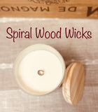 10oz SOY Candle - Peppermint Kiss Martini - Spiral Wood Wick - Frosted Glass Container with bamboo wood lid