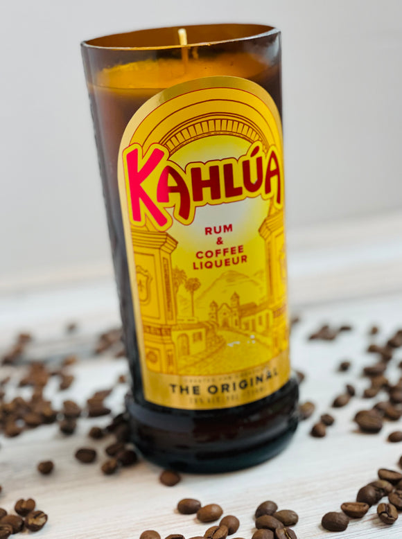 Coffee Liqueur Candle - kaluha bottle - coffee & cream scent - organic soy wax - hemp wicks